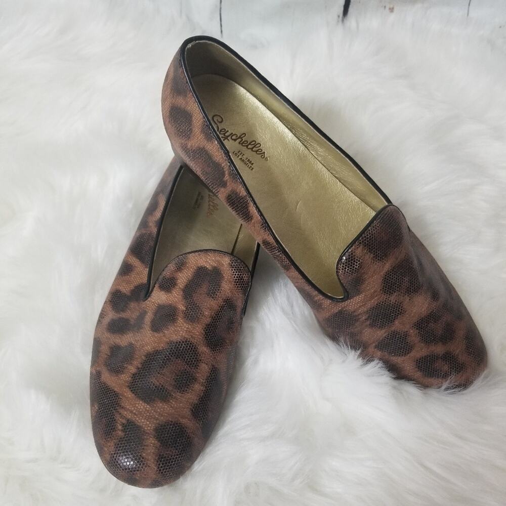 Seychelles Loafer flats Shoes 9 Leopard Animal Print Leather Low Heel Brown - Picture 2 of 7